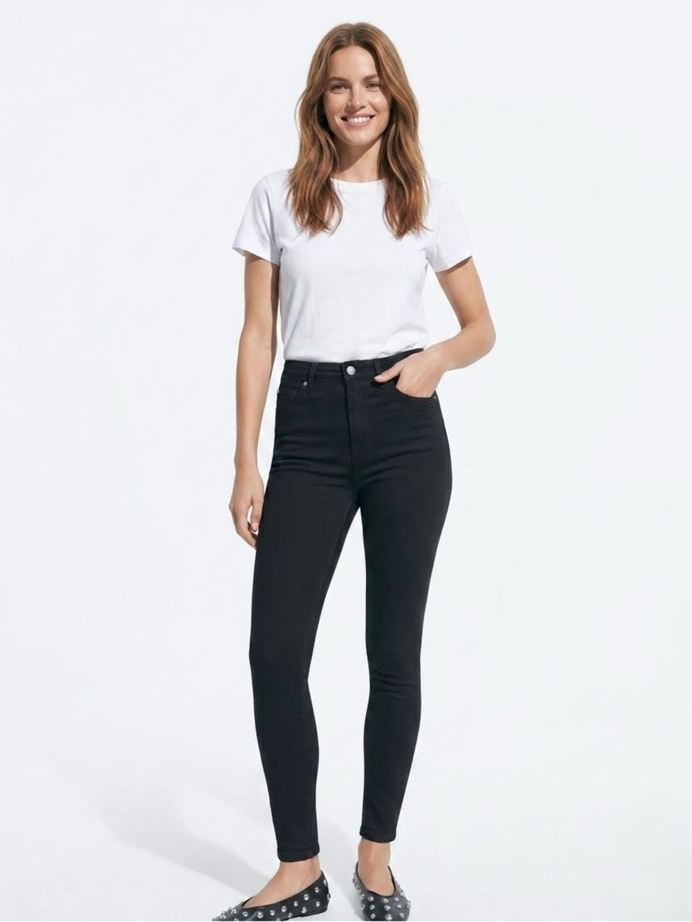 Zara The Skinny Fit Sleek Form Fitting Stretch Jean Pants, Black, Size 29